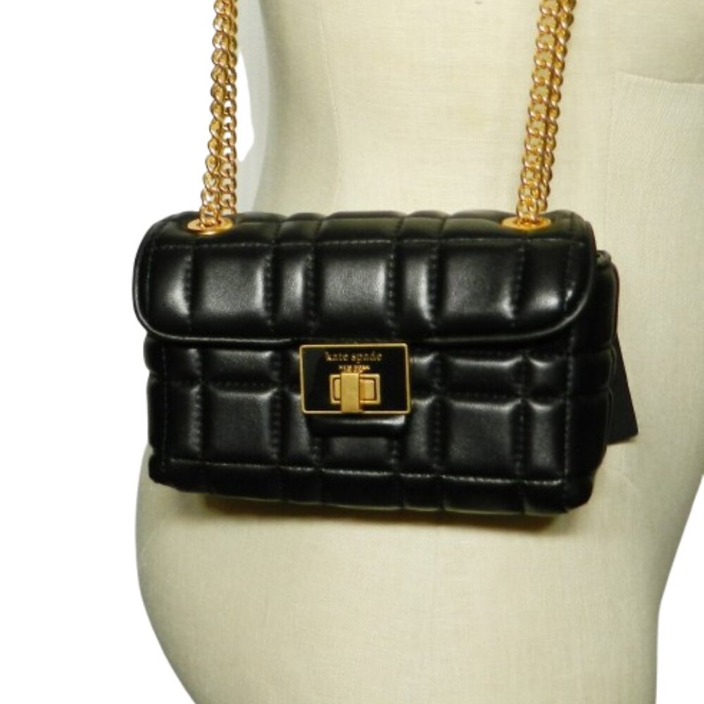 kate spade new york $298 Evelyn Black Quilted Leather Small Crossbody NWT! - Picture 3 of 10